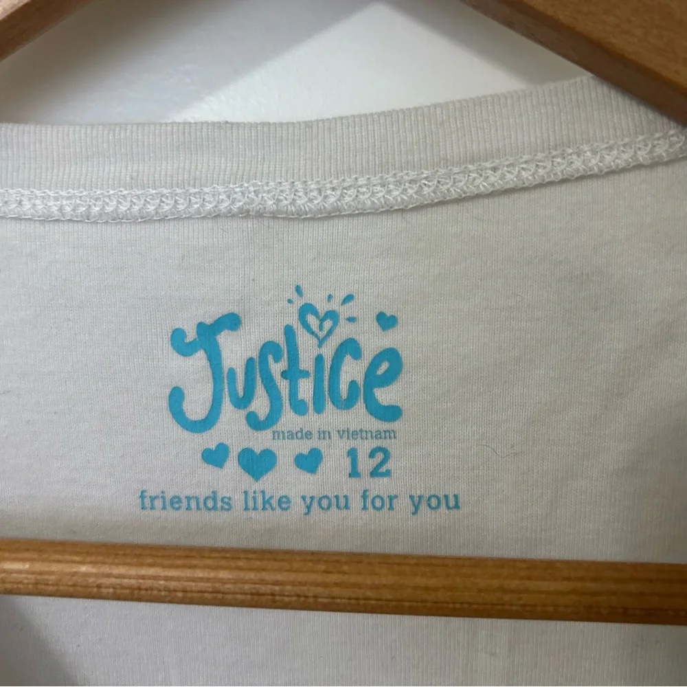Justice Girls White Tee with Blue Sequins Graphic Dog Chase Your Dreams Size 12 - Picture 3 of 4